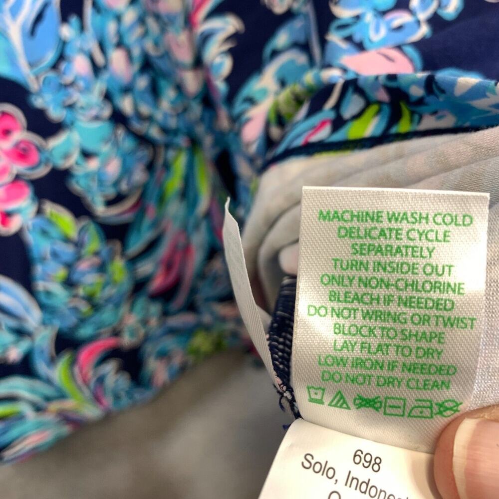 Lilly Pulitzer Kaisley Dress XS High Tide Navy Pineapple Paradise Dual Neck NEW - Picture 13 of 15